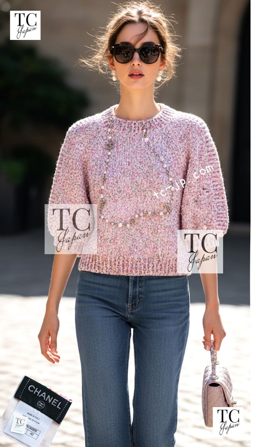 CHANEL 16C pink sequin women's sweater / シャネル レディース ピンク スパンコール セーター
