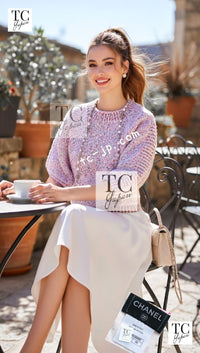 CHANEL 16C pink sequin women's sweater / シャネル レディース ピンク スパンコール セーター