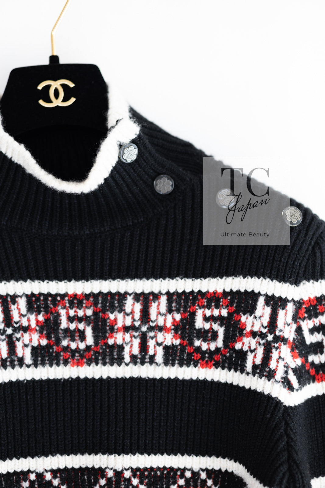 シャネル セーター CHANEL ブラック ロゴ カシミア ニット 19A シャネル セーター CHANEL ブラック ロゴ カシミア ニット 19A