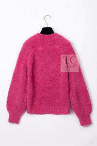 CHANEL 19A Pink Black CC Logo COCO Mark Sweater 34 36 3