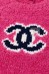 CHANEL 19A Pink Black CC Logo COCO Mark Sweater 34 36 5