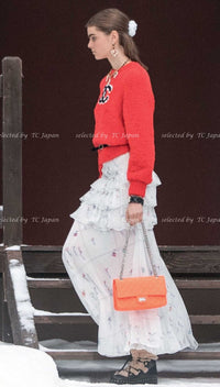 CHANEL 19A Pink Black CC Logo COCO Mark Sweater 34 36 20