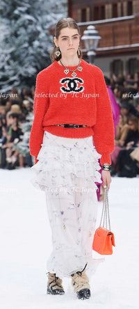 CHANEL 19A Pink Black CC Logo COCO Mark Sweater 34 36 | HK