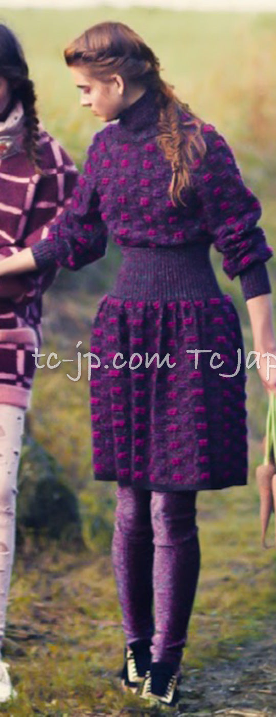 シャネル パープル・マジェンタ・リボン・ウール・モヘア・ニット・ワンピース CHANEL 14A Purple Magenta Violet Wool  Mohair Ribbon Knit Dress – TC JAPAN