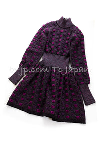CHANEL 14A Purple Magenta Violet Wool Mohair Ribbon Knit Dress 34 シャネル パープル・マジェンタ・リボン・ウール・モヘア・ニット・ワンピース 即発
