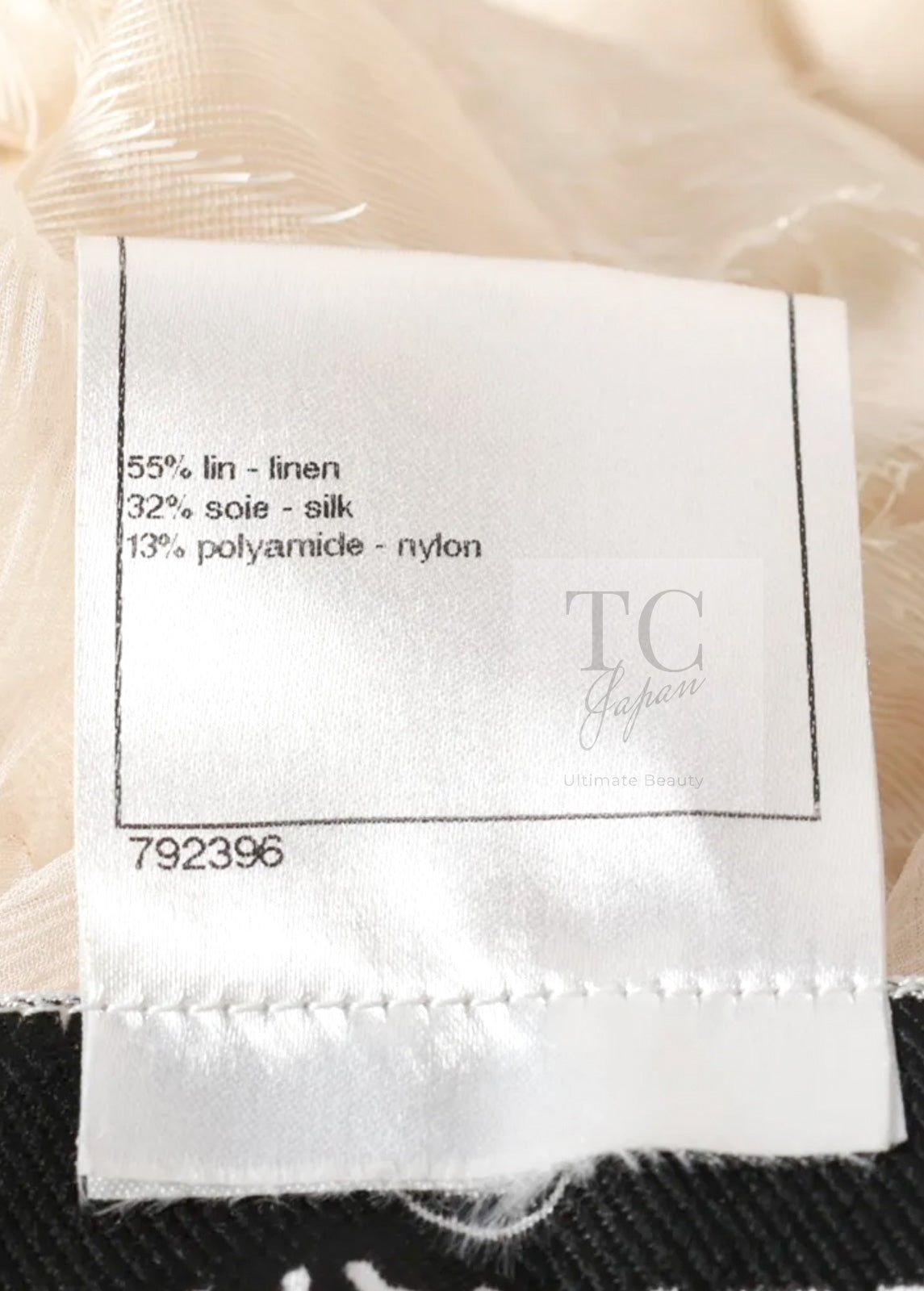 CHANEL 10S Gray Ivory Ecru Camellia Ruffles Linen Silk Blouse Tops 34 シャネル グレー アイボリー 生成り カメリア シルク リネン ブラウス トップス 即発