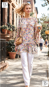 CHANEL 11C Yellow Pink Blue Pretty CC Mark Silk Dress 34 42 シャネル イエロー ピンク ブルー 水玉 ココマーク シルク ワンピース