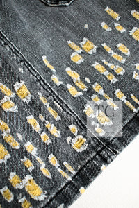 CHANEL 11S Gray Yellow Denim Cotton Mini Skirt 36 シャネル グレー イエロー デニム コットン ミニ スカート 即発 - TC JAPAN