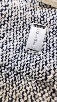 CHANEL 99C Gray Navy White Light Weight Cotton Wool Skirt 38 シャネル グレー ネイビー ホワイト コットン ウール スカート