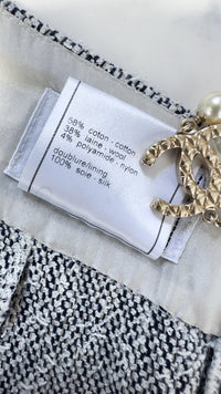 CHANEL 99C Gray Navy White Light Weight Cotton Wool Skirt 38 シャネル グレー ネイビー ホワイト コットン ウール スカート