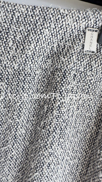CHANEL 99C Gray Navy White Light Weight Cotton Wool Skirt 38 シャネル グレー ネイビー ホワイト コットン ウール スカート
