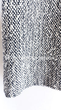CHANEL 99C Gray Navy White Light Weight Cotton Wool Skirt 38 シャネル グレー ネイビー ホワイト コットン ウール スカート