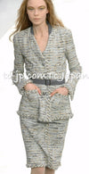 CHANEL 08A Sarah Jessica Parker Grey Multi Tweed Skirt Lion Button 36 シャネル サラ ジェシカ着用 グレー マルチ ツイード スカート ライオン ボタン 即発