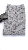 CHANEL 08A Sarah Jessica Parker Grey Multi Tweed Skirt Lion Button 36 シャネル サラ ジェシカ着用 グレー マルチ ツイード スカート ライオン ボタン 即発