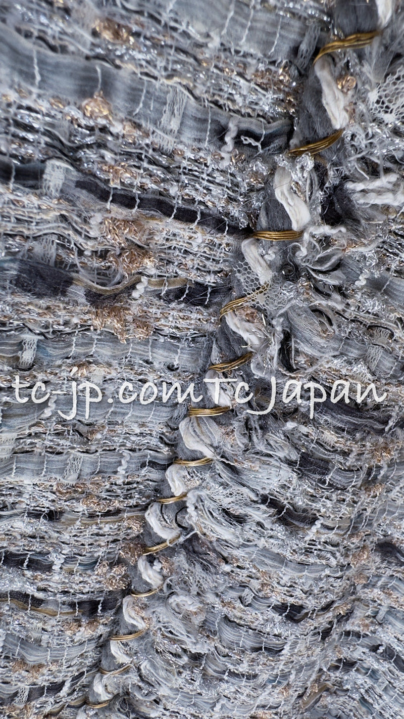 CHANEL 08A Sarah Jessica Parker Grey Multi Tweed Skirt Lion Button 36 シャネル サラ ジェシカ着用 グレー マルチ ツイード スカート ライオン ボタン 即発