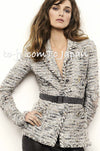 CHANEL 08A Sarah Jessica Parker Grey Multi Tweed Skirt Lion Button 36 シャネル サラ ジェシカ着用 グレー マルチ ツイード スカート ライオン ボタン 即発