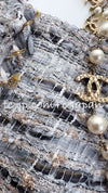 CHANEL 08A Sarah Jessica Parker Grey Multi Tweed Skirt Lion Button 36 シャネル サラ ジェシカ着用 グレー マルチ ツイード スカート ライオン ボタン 即発