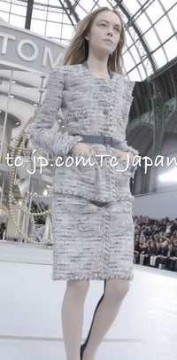 CHANEL 08A Sarah Jessica Parker Grey Multi Tweed Skirt Lion Button 36 シャネル サラ ジェシカ着用 グレー マルチ ツイード スカート ライオン ボタン 即発