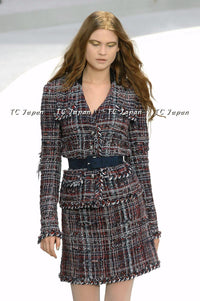 CHANEL 08A Sarah Jessica Parker Grey Multi Tweed Skirt Lion Button 36 シャネル サラ ジェシカ着用 グレー マルチ ツイード スカート ライオン ボタン 即発