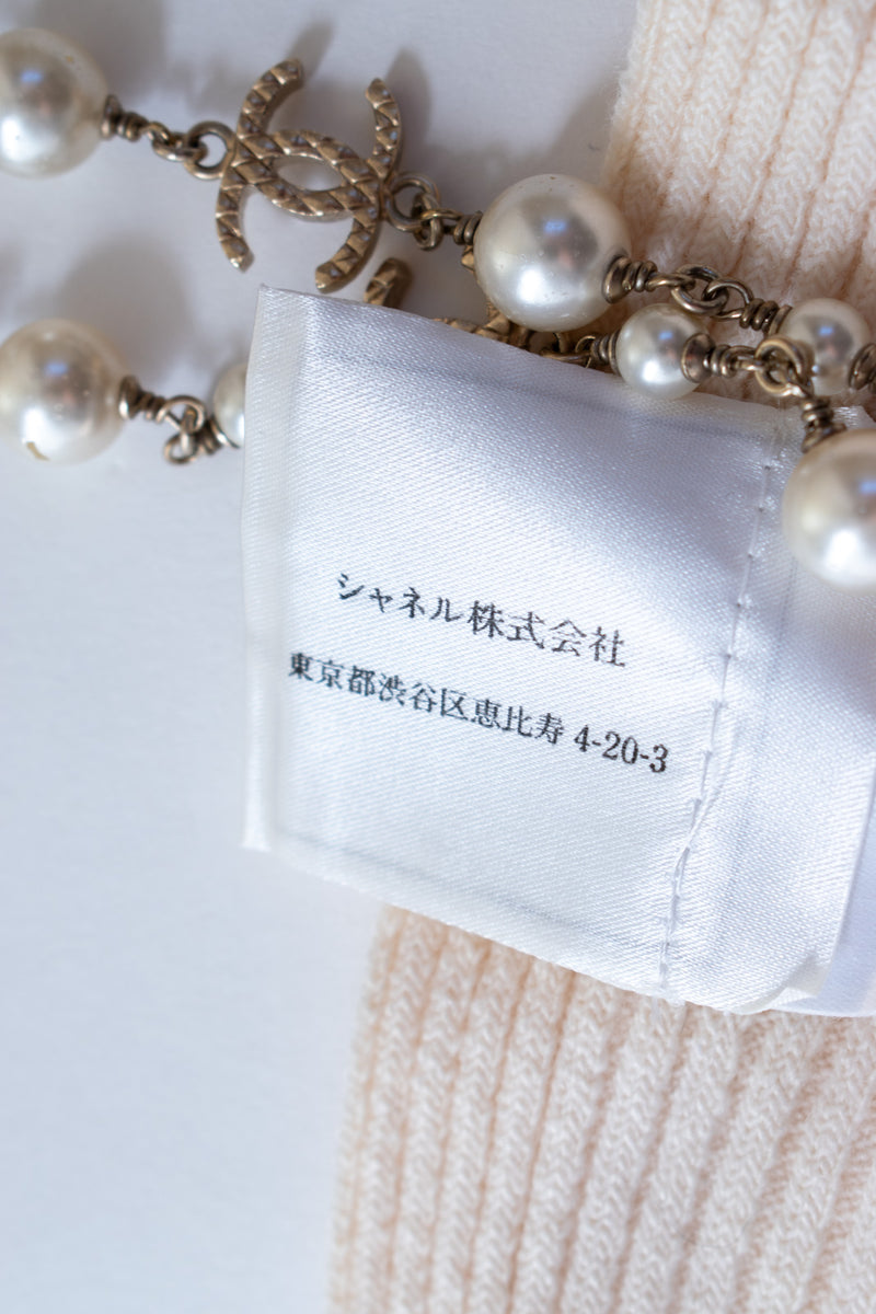CHANEL 02A Cream Iovry Camellia Cashmere Knit Skirt 38 シャネル クリーム アイボリー カメリア カシミア ニット スカート 即発