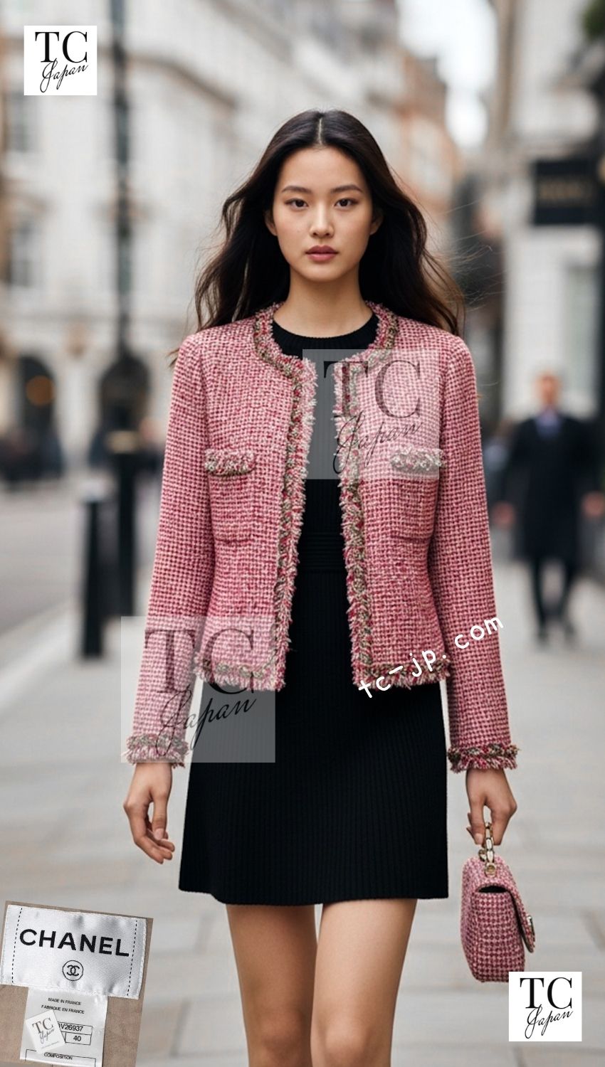 CHANEL 10C Red Metallic Gold Leaf Trim Fringe Wool Tweed Jacket 38 シャネル レッド メタリック ゴールド 木の葉 トリム フリンジ ウール ノーカラー ツイード ジャケット