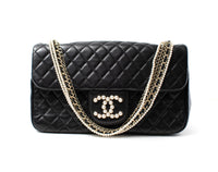 CHANEL Black Lambskin Westminster Classic Pearl Chain Matelasse Bag シャネル ブラック ラムスキン ウエストミンスター パール チェーン マトラッセ バッグ 即発