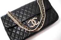 CHANEL Black Lambskin Westminster Classic Pearl Chain Matelasse Bag シャネル ブラック ラムスキン ウエストミンスター パール チェーン マトラッセ バッグ 即発