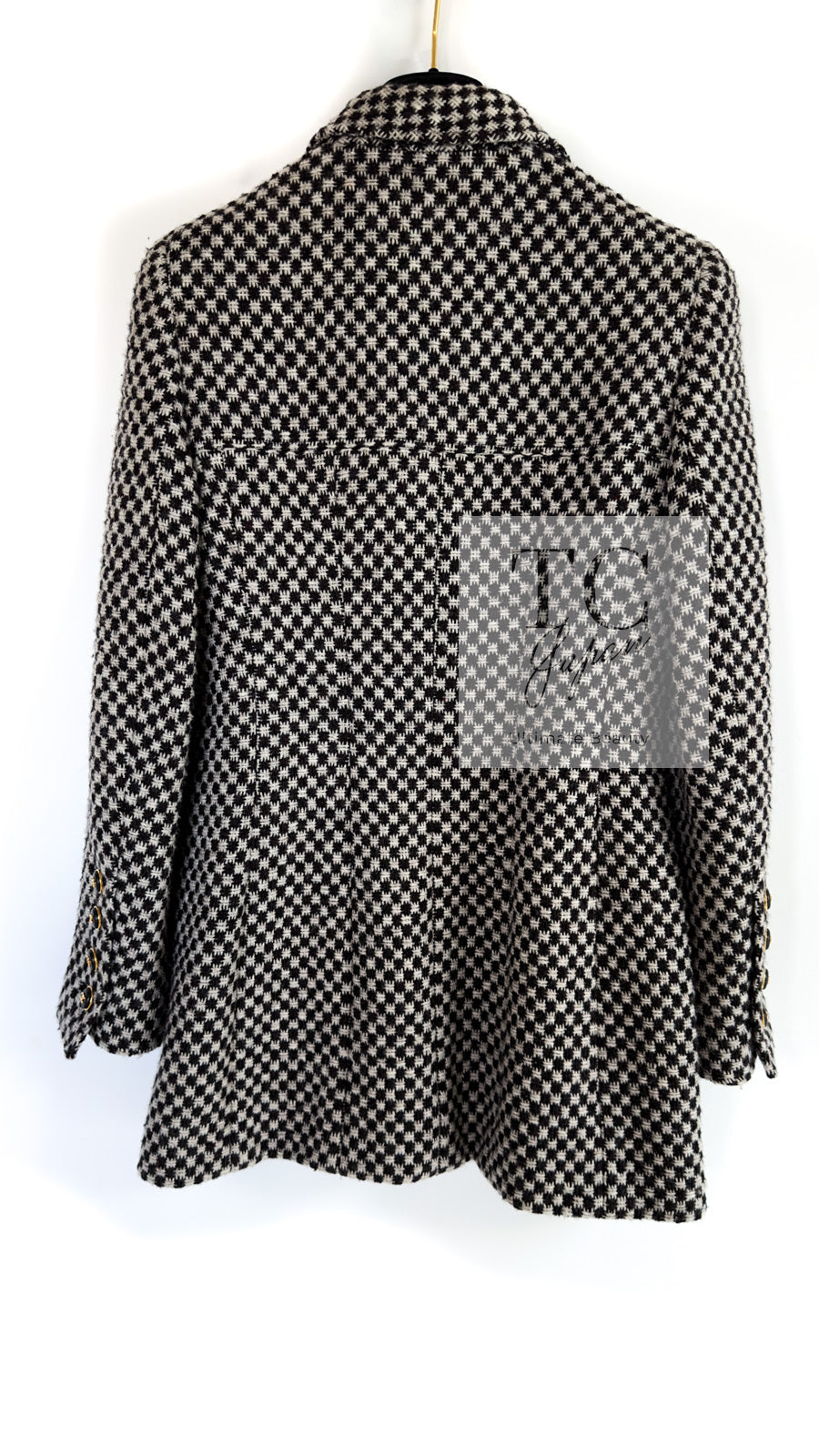 CHANEL 95A Vintage Dark Brown Ivory CC Logo Buttons Tweed Jacket Coat 38 シャネル ヴィンテージ ダーク ブラウン アイボリー CC ロゴボタン ツイード ジャケット コート 即発