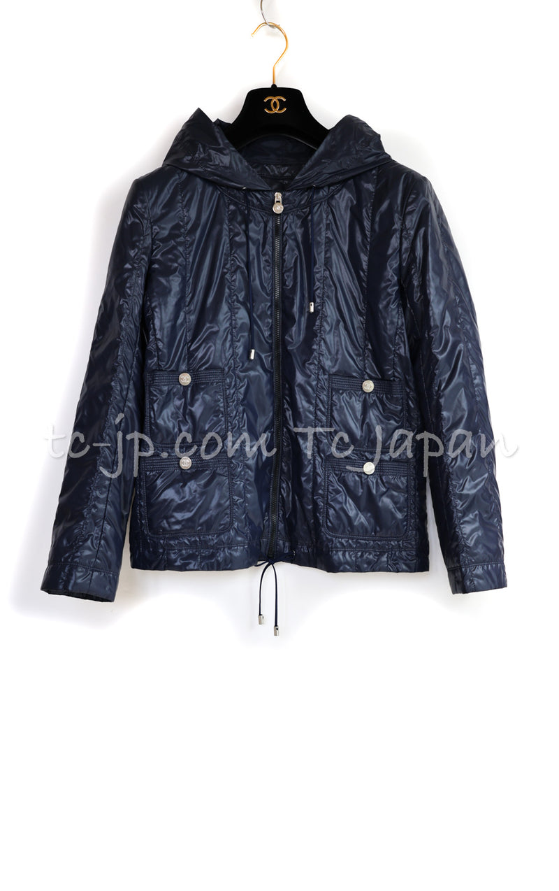 CHANEL 12S Black Zipper Jacket Hood CC Buttons 38 シャネル ブラック ブルゾン パーカー CC ジッパー ジャケット フード付 即発