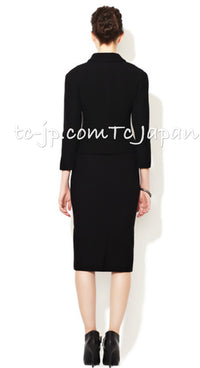 CHANEL 12C Black Rhinestone CC Buttons Wool Tweed Jacket 34 36 シャネル ブラック ラインストーン CC ボタン ウール ツイード ジャケット