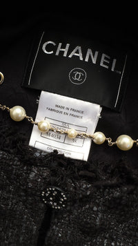 CHANEL 05PF Black Gary Fringe Trim Tweed Jacket 38 40 シャネル ブラック グレー フリンジトリム ツイード ジャケット 即発