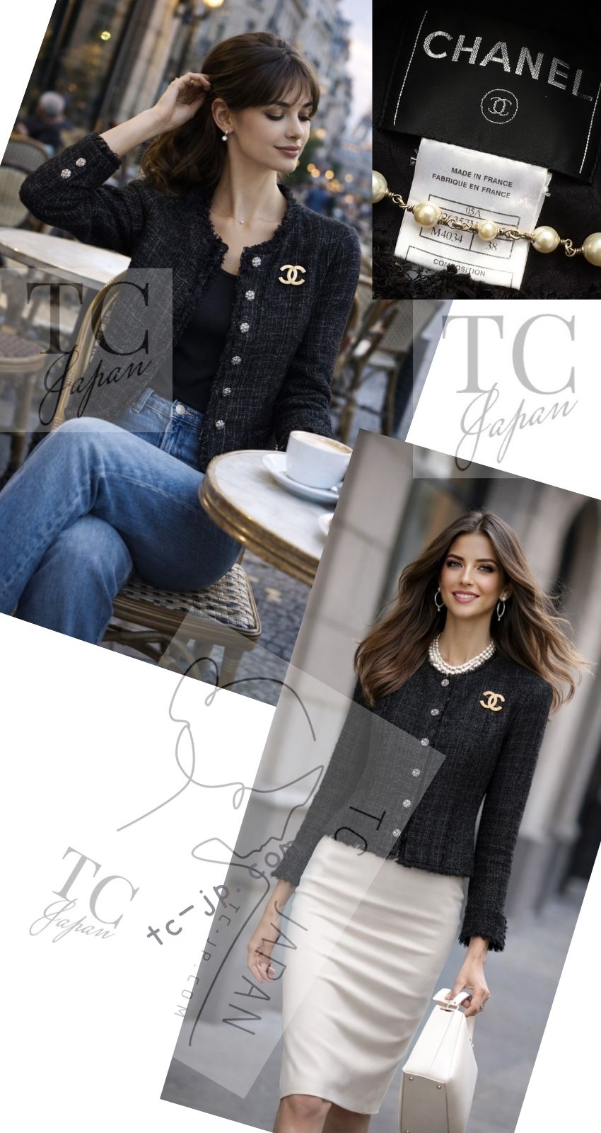 CHANEL 05PF Black Gary Fringe Trim Tweed Jacket 38 40 シャネル ブラック グレー フリンジトリム ツイード ジャケット 即発