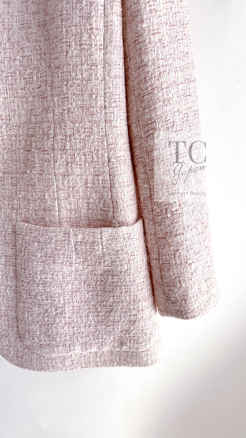CHANEL 16S Pale Pink Tweed Jacket Skirt Suit 42 シャネル ペールピンク ツイード ジャケット スカート スーツ 即発