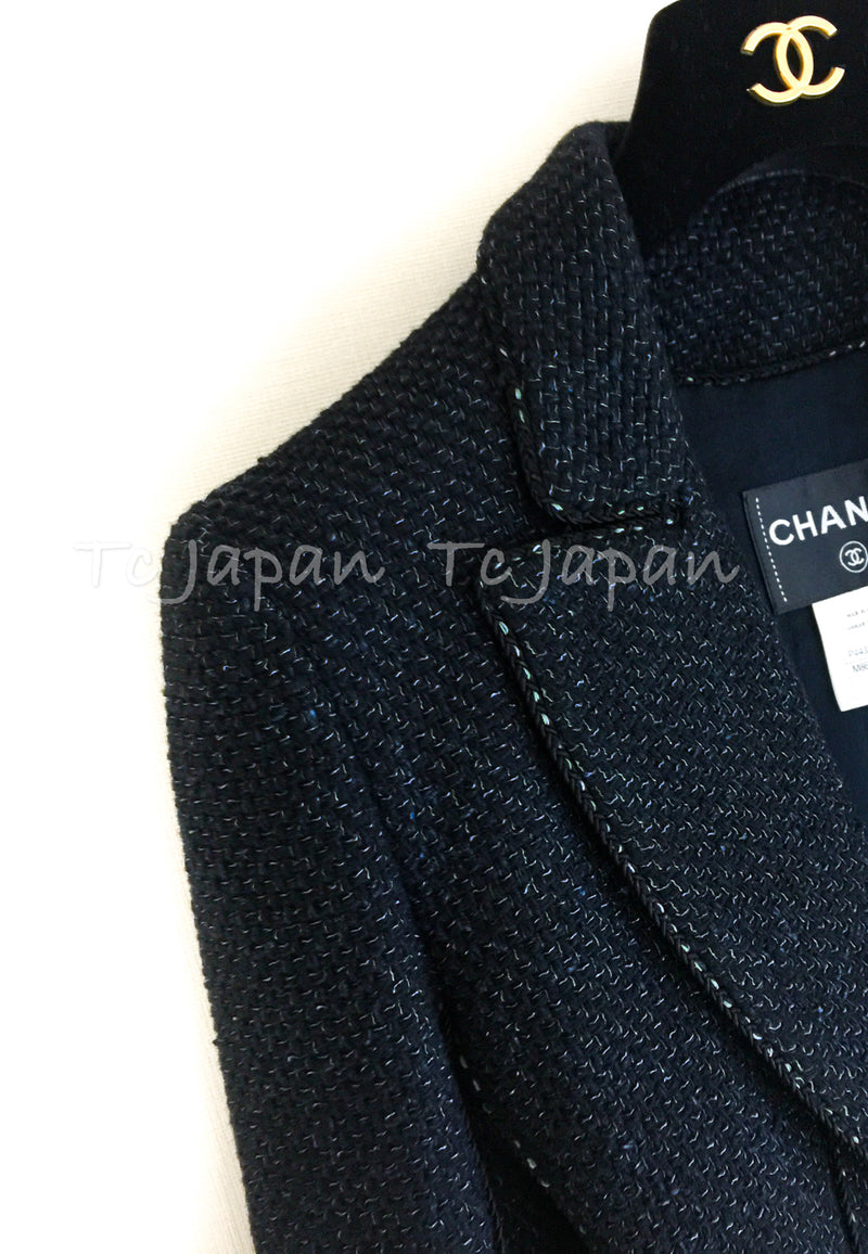 CHANEL 12A Black Navy Blue Tweed Jacket 36 シャネル ブラック ネイビー ブルー ツイード ジャケット  即発