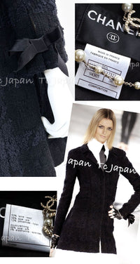 CHANEL 05A CC Black Wool Silk Sleeve Ribbon Jacket Coat 38 シャネル ブラック ウール シルク 袖リボン装飾 ジャケット コート 即発