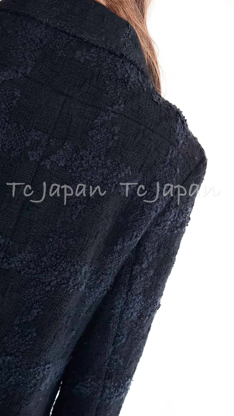 CHANEL 05A CC Black Wool Silk Sleeve Ribbon Jacket Coat 38 シャネル ブラック ウール シルク 袖リボン装飾 ジャケット コート 即発