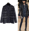 CHANEL 18PF Black Silk 100% CC Logo Buttons Double Puffer Jacket Coat 34 シャネル ブラック シルク100% 中綿ダウン CCロゴボタン ダブル ジャケット コート 即発