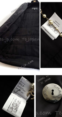 CHANEL 18PF Black Silk 100% CC Logo Buttons Double Puffer Jacket Coat 34 シャネル ブラック シルク100% 中綿ダウン CCロゴボタン ダブル ジャケット コート 即発