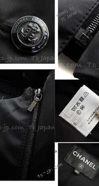 CHANEL 18PF Black Silk 100% CC Logo Buttons Double Puffer Jacket Coat 34 シャネル ブラック シルク100% 中綿ダウン CCロゴボタン ダブル ジャケット コート 即発