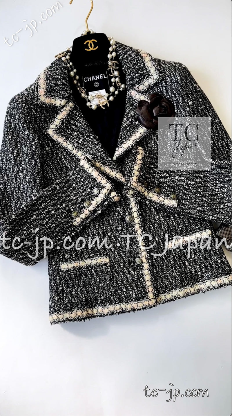 CHANEL 05PF Black Cotton Wool Tokyo Tweed Jacket 38 シャネル ブラック コットン ウール 東京コレ ツイード ジャケット 即発