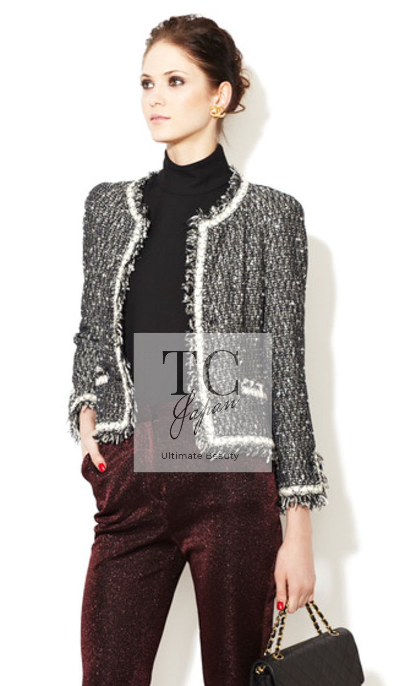 CHANEL 05PF Black Cotton Wool Tokyo Tweed Jacket 38 シャネル ブラック コットン ウール 東京コレ ツイード ジャケット 即発 - TC JAPAN
