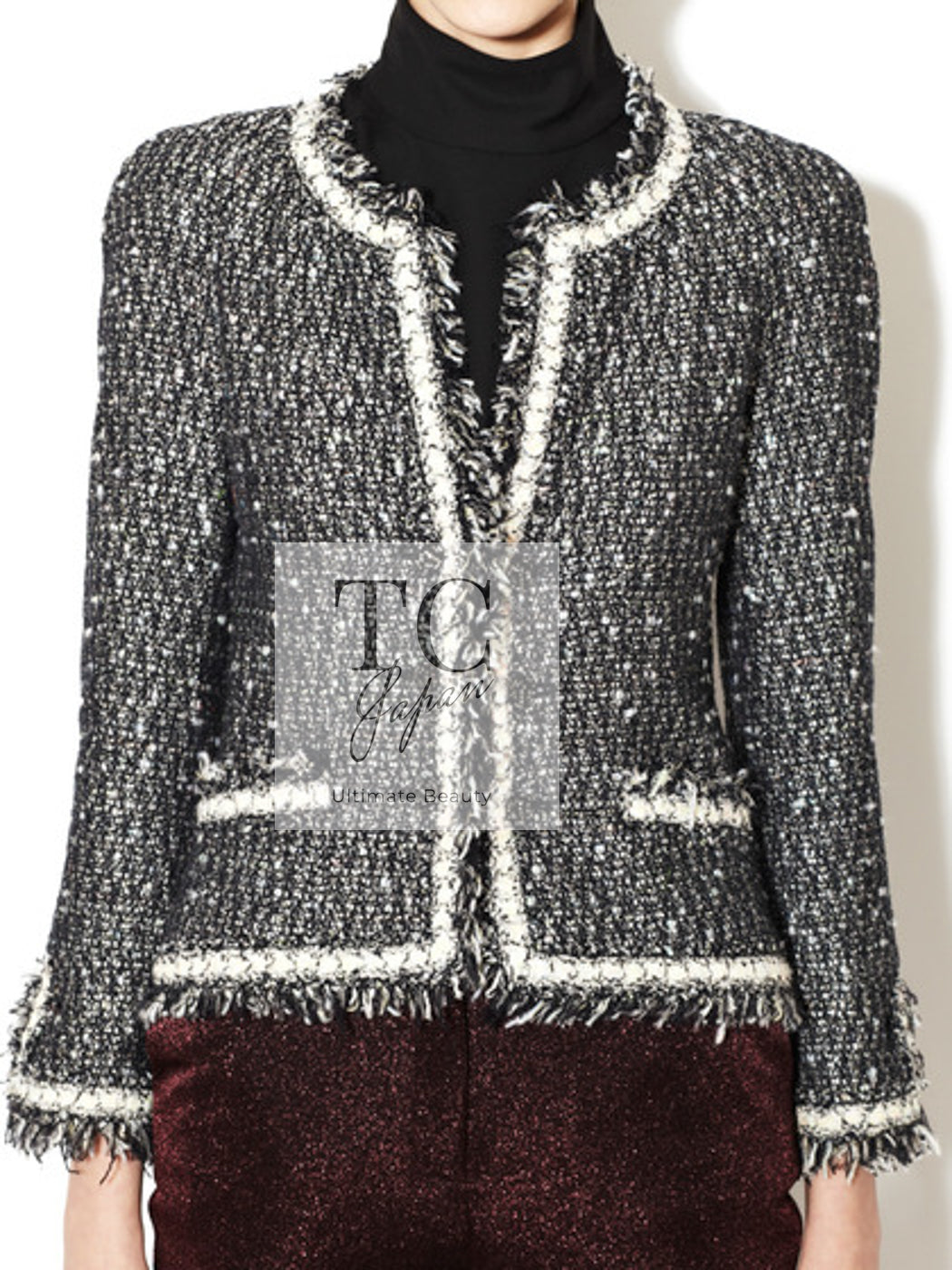 CHANEL 05PF Black Cotton Wool Tokyo Tweed Jacket 38 シャネル ブラック コットン ウール 東京コレ ツイード ジャケット 即発 - TC JAPAN