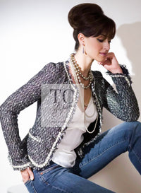 CHANEL 05PF Black Cotton Wool Tokyo Tweed Jacket 38 シャネル ブラック コットン ウール 東京コレ ツイード ジャケット 即発 - TC JAPAN