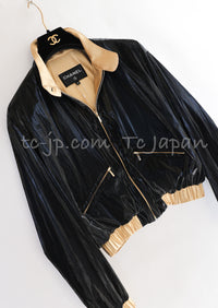 CHANEL 23C Black Gold Blouson Riders Jacket 36 シャネル ブラック ゴールド ライダース ブルゾン ジャケット