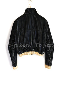 CHANEL 23C Black Gold Blouson Riders Jacket 36 シャネル ブラック ゴールド ライダース ブルゾン ジャケット