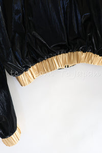 CHANEL 23C Black Gold Blouson Riders Jacket 36 シャネル ブラック ゴールド ライダース ブルゾン ジャケット