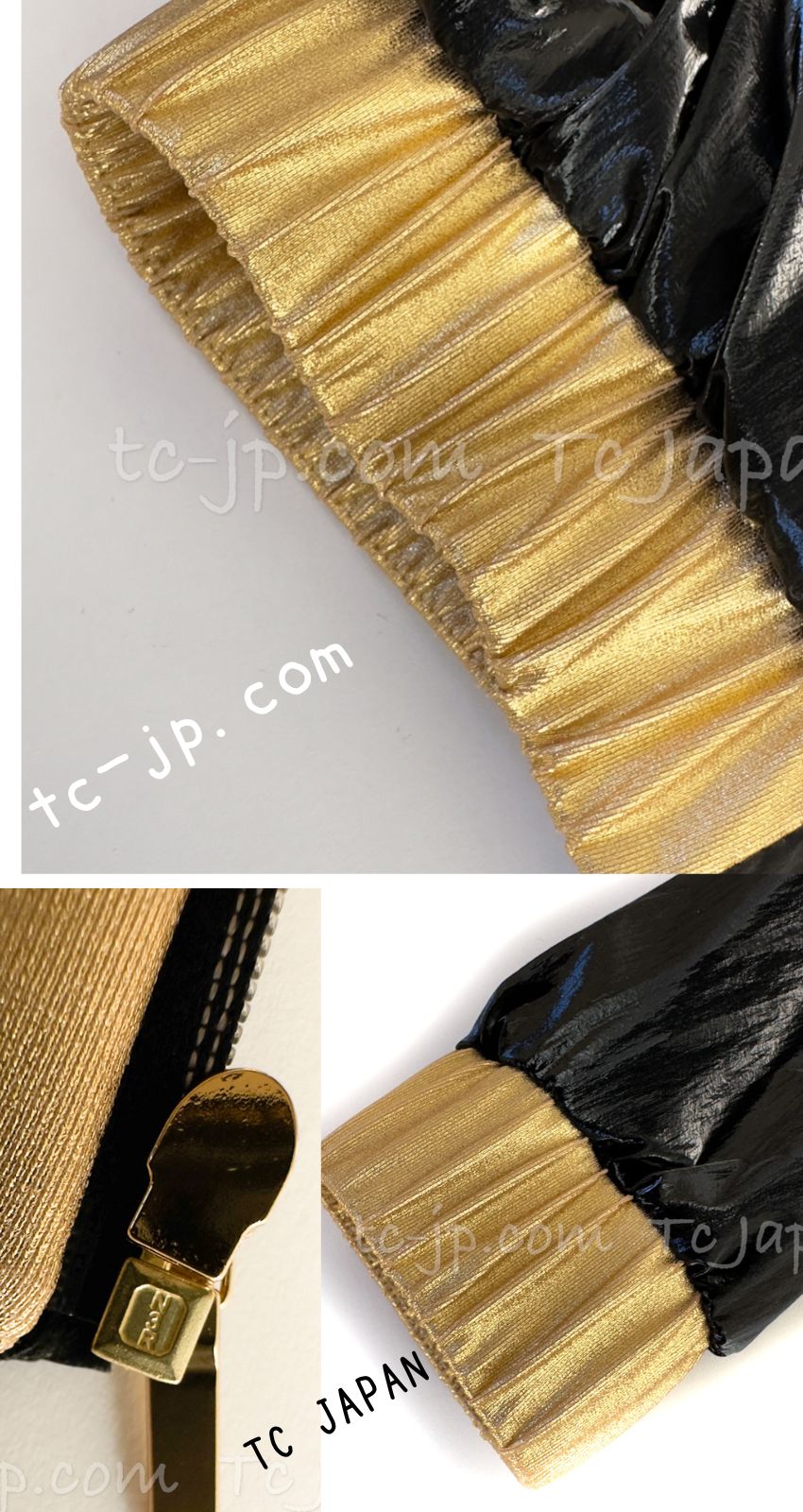 CHANEL 23C Black Gold Blouson Riders Jacket 36 シャネル ブラック ゴールド ライダース ブルゾン ジャケット