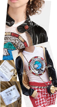 CHANEL 23C Black Gold Blouson Riders Jacket 36 シャネル ブラック ゴールド ライダース ブルゾン ジャケット