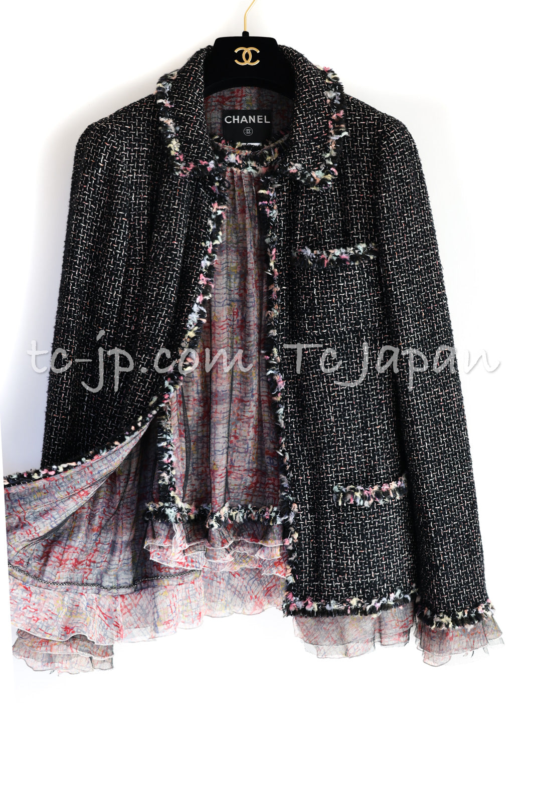 CHANEL 05C 57Th NY Limited Collection Silk Wool Tweed Jacket Tops Set 42 44 シャネル NY 57番街 限定 シルク ウール ツイード ジャケット トップス セット 即発