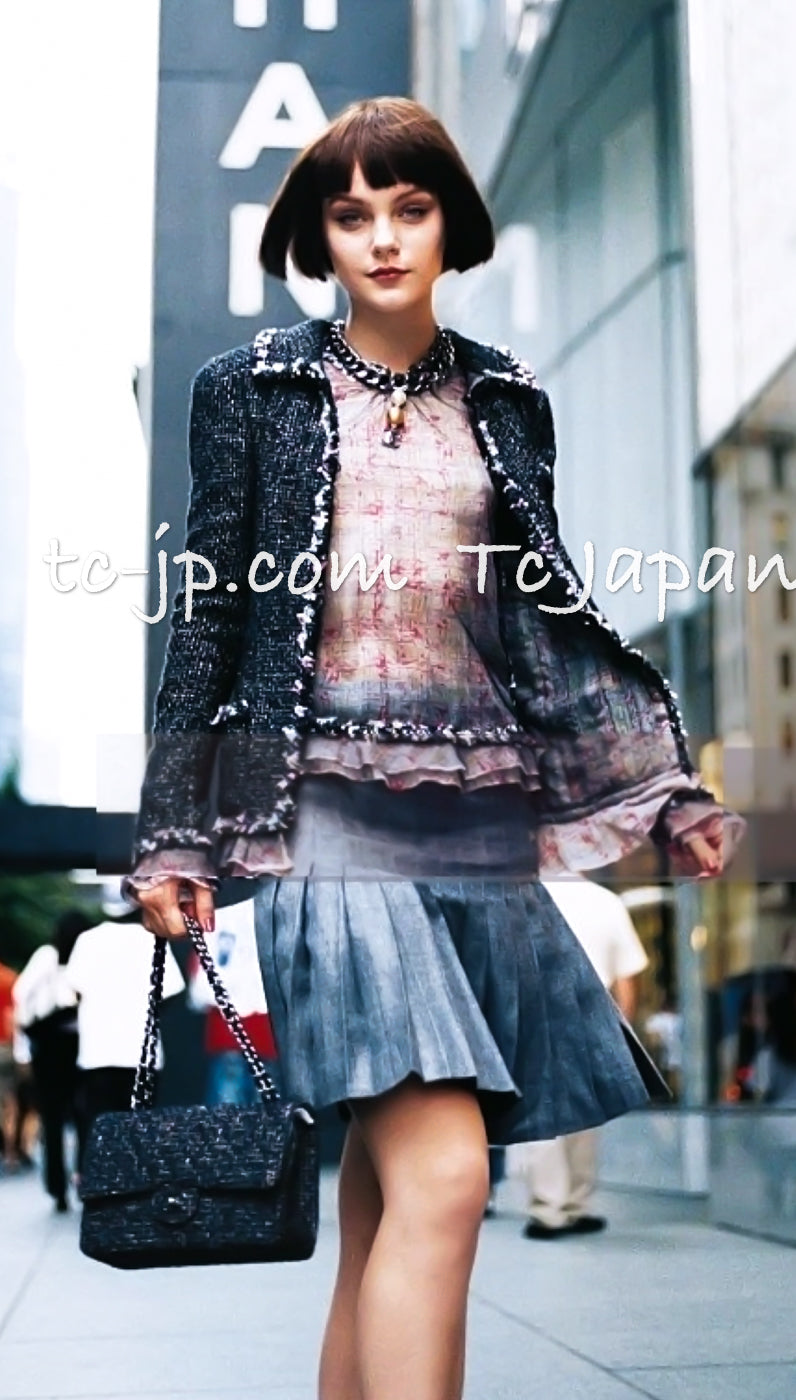 CHANEL 05C 57Th NY Limited Collection Silk Wool Tweed Jacket Tops Set 42 44 シャネル NY 57番街 限定 シルク ウール ツイード ジャケット トップス セット 即発